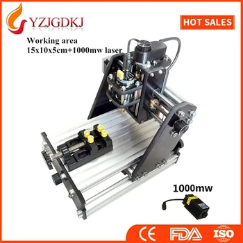 CNC 1510+1000mw laser GRBL control Diy high power laser engraving CNC machine,3 Axis pcb Milling machine,Wood Router+1w laser
