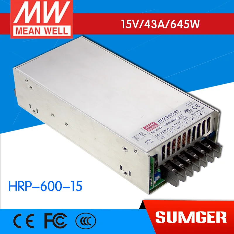 MEAN WELL1] original HRP-600-15 15V 43A meanwell HRP-600 15V 645W Single Output with PFC Function Power Supply