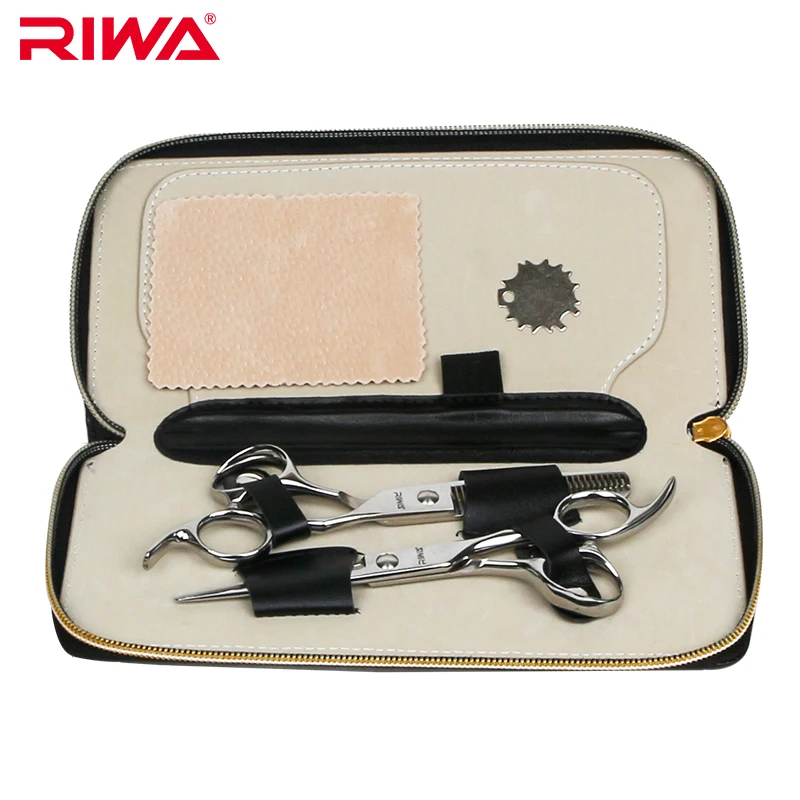 RIWA Professional Hair Scissors Set 6.5 Inch Cutting Thinning Scissors With Leather Bag RD-200