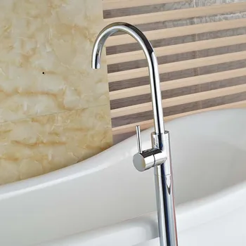 Modern Bathroom Floor Mount Clawfoot Bathtub Filler Faucet Free Standing Tub Mixer Taps