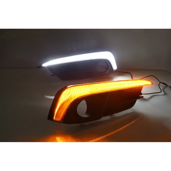 Car DRL LED Daytime Running Lights KIT for Honda Civic 2016 Daylight with Turn Signal Light fog lamp DRL 12V White and Yellow