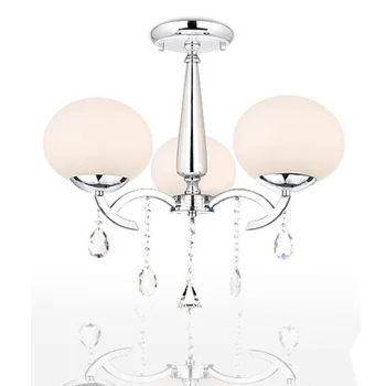 Elegant Modern Crystal 3 Light Chandelier Hanging Fixture Lighting with Glass Shade for Bedroom Living Room Dinning Room PL439-3