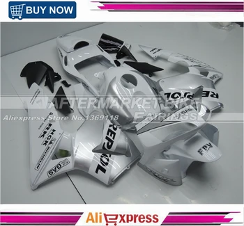 WHITE AND SILVER REPSOL Motorcycle Fairings For Honda CBR600RR 2003 2004 Full Set Kits