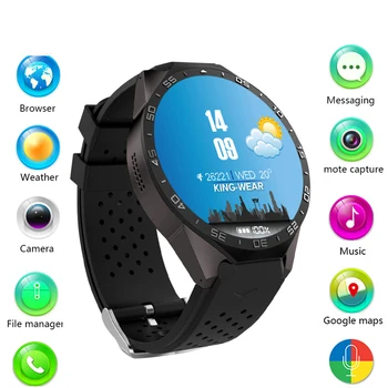Original kw88 android 5.1 smart electronic watch android 1.39 inch mtk6580 smart watch mobile phone support 3g wifi nano sim wcd