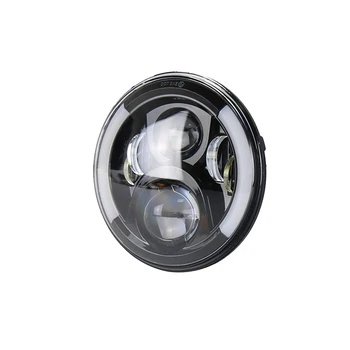 Pair 7inch Round 80W 12v-30v LED Headlight Hi/Lo Beam White Amber DRL For Jeep Wrangler Harley CJ headlamp Black Chrome