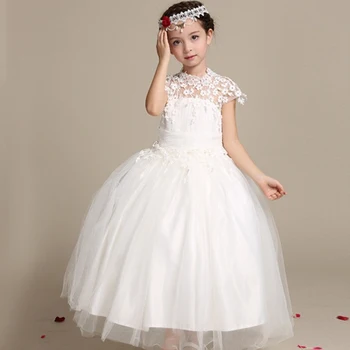 New Communion Dresses Appliques Short Sleeve Ball Gown Flower Girl Dresses for Wedding Flowers Girls Dresses with