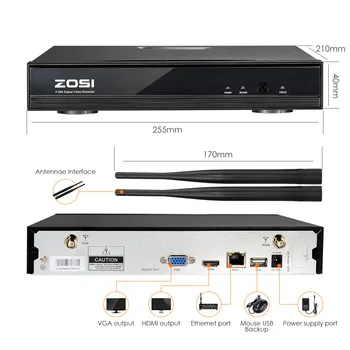 ZOSI 8CH Wireless NVR Network Kit 960P 1.3MP WIFI CCTV System IR Outdoor P2P Video Security Surveillance With 8PCS IP Camera