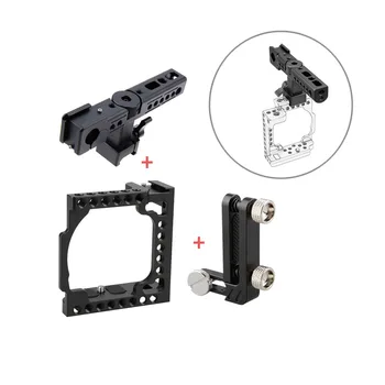 CAMVATE Camera Cage For Sony a6300 a6500 + HDMI Cable Protector Clamp + Top Handle Camera Girp Hot Cold Shoe 15mm Rod Clamp