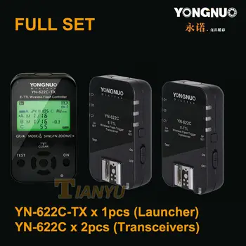 YN622C set Yongnuo 1 YN-622C-TX + 2 RX YN-622C e-TTL LCD Wireless Flash Trigger Set for Canon 5D3 6D 7D 60D 70D 700D 650D 600D