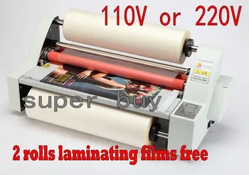Hot roll laminator machine with 4 rubber rollers 350mm , sending 2pcs laminating film rolls as gift