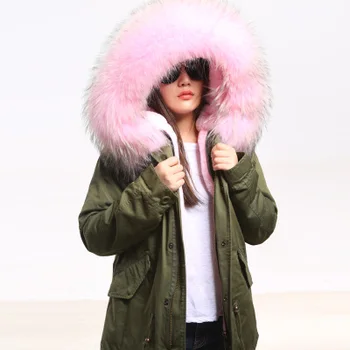 Thicken Warm 2016 New Winter Jacket Women's Parkas Coats Large Raccoon Real Fur Winter Jacket Collar Hooded Fashion Quality TOP