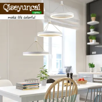 Qiseyuncai Nordic fashion restaurant LED chandelier modern minimalist round creative personalized dining room study lighting