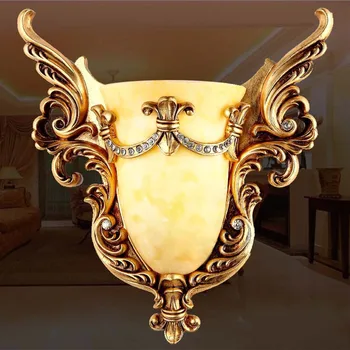 European style wall lamp bedroom bedside lamp living room TV wall stairs aisle creative fashion carved 220V LED energy saving