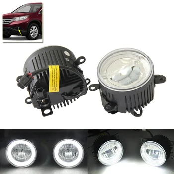 Xenon White 2-In-1 Led Front Fog Lamp Assembly W/ Guide Angel Eyes Halo Rings DRL For Honda CR-V CR-Z Crosstour Insight Accord