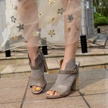 Choudory New Woman Gladiator Sandal Boots Women European Peep Toe High Heels Pumps Side Zip Sandals Shoes