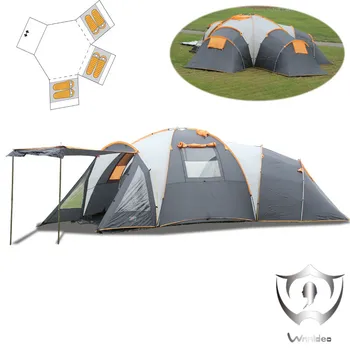 Wnnideo 10-Person Family Group Camping Tent with 3 Sleeping Room- Dome Design - Insect Protection Mesh, water resistant material