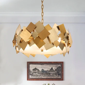 Luxury copper chandelier lighting post modern drop light for living room/hotel/dinning room/bedroom
