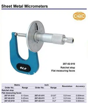 Sheet Metal Micrometers.0-50mm.0-2inch.Quality goods.only for the real thing 207-03-010