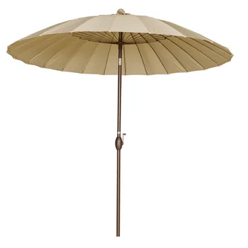 Abba Patio 8.5' Round Parasol Patio Umbrella with Push Button Tilt and Crank 24 Steel Wire Ribs UV Resistant Fabric Beige