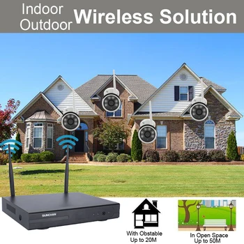 SUNCHAN 4CH Array HD Home WiFi Wireless Security Camera System DVR Kit 1080P CCTV WIFI Outdoor Full HD NVR Surveillance Kit