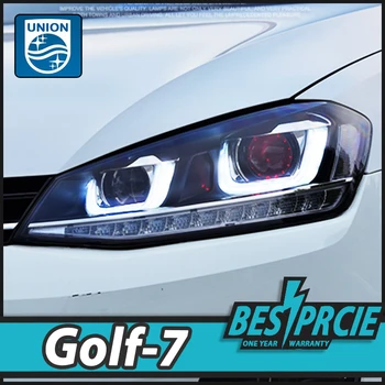 UNION Car Styling for VW Golf 7 Headlights Golf7 MK7 LED Headlight LED DRL Lens Double Beam H7 HID Bi-Xenon Car Accessories