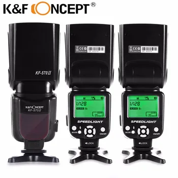 K&F CONCEPT 3PCS KF-570II High Speed Wireless GN54 Flash Light Speedlite LCD Display for Canon for Nikon Camera