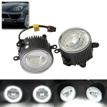 New Xenon White Led Front Fog Lamp Assembly W/ Guide Angel Eyes Halo Rings DRL For Porsche 955 958 For Cayenne OEM#95563116300