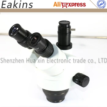 Continuous Zoom Binocular Visual 7X-45X Trinocular Stereo Microscope+HDMI VGA Microscope Camera+144LED light+ 8'Monitor+Holder