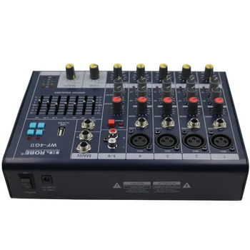 WF-4GII Audio Mixer Console with USB,Built in effect processor Audio Mixer, 6 channel mixer sound console 48v power supply