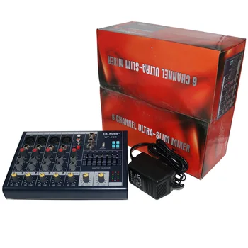 WF-4GII Audio Mixer Console with USB,Built in effect processor Audio Mixer, 6 channel mixer sound console 48v power supply