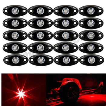 20PCS 9W LED Rock Light ATV 4WD Off-Road Truck Under Body Trail Rig Tail Amber Red Green White Blue for Jeep Truck Boat SUV Deck