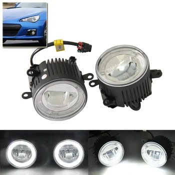 Xenon White Led Front Fog Lamp Assembly Kits W/ Guide Angel Eyes Halo Rings For Subaru WRX/STi For BRZ Legacy For Forester