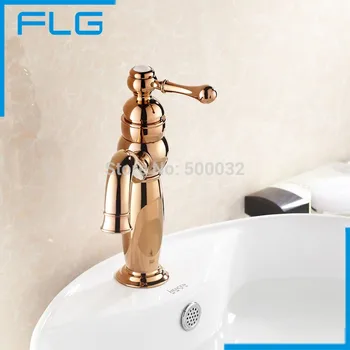 Fashionable Tap Bathroom Rose Gold Mixer Single Handle Single Hole Deck Mounted Bathroom Sink Faucet