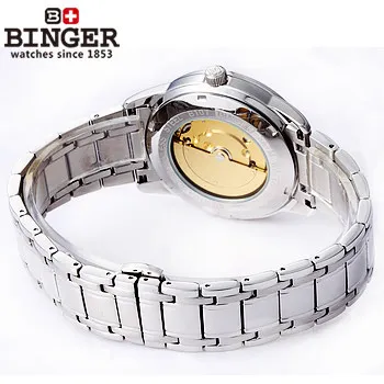 Professional relogio watches luxury brand Geneva hollow design date month steel strap automatic mechanical Binger watch