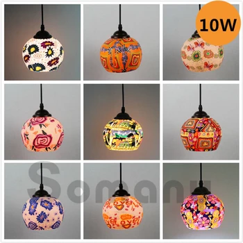 Bohemian Style 10W Led Pendants Colorful Mosaic Led Chandelier AC220V Flower/Letter/Happy House For Indoor Luster Illumination