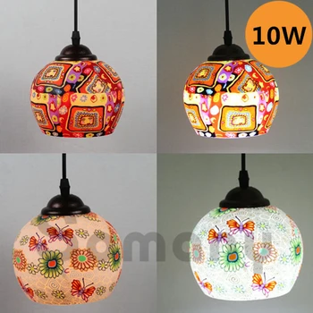 Bohemian Style 10W Led Pendants Colorful Mosaic Led Chandelier AC220V Flower/Letter/Happy House For Indoor Luster Illumination