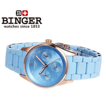Switzerland Binger new blue love watch womans rose gold sports watches waterproof steel strap luxury fashion leisure wristwatch