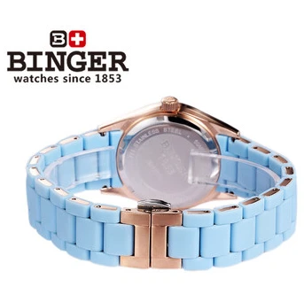 Switzerland Binger new blue love watch womans rose gold sports watches waterproof steel strap luxury fashion leisure wristwatch