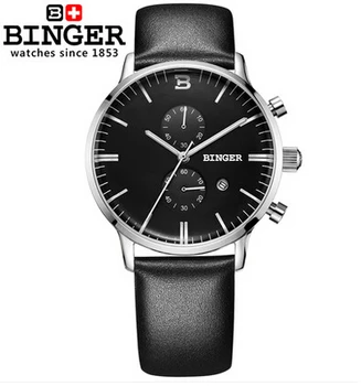 Binger Fashion casual watch sales luxury leather strap commercial quartz watch men sport watches hour relojes relogio masculino