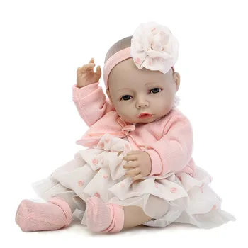 40cm Full Silicone reborn baby Dolls Simulation Newborn Girl Babies Doll Toys Girls Brinquedos Bathe Shower Play House Toy