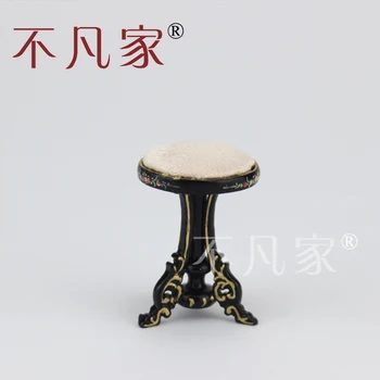 Doll house 1/12th Scale Miniature furniture Black hand painted Harp and stool set