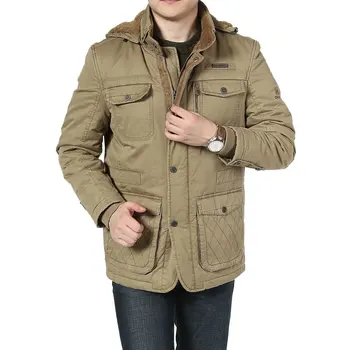 20 Degree Winter Jacket Men Thicken Warm Parka AFS JEEP Brand Velvet Fleece Wool Jacket Cotton & Down Jacket Men 4XL 5XL DJ052