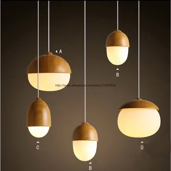 Modern Nordic Style Metal Acorn Nut Pendant Light Lamp Glass Ceiling Fixture Lighting