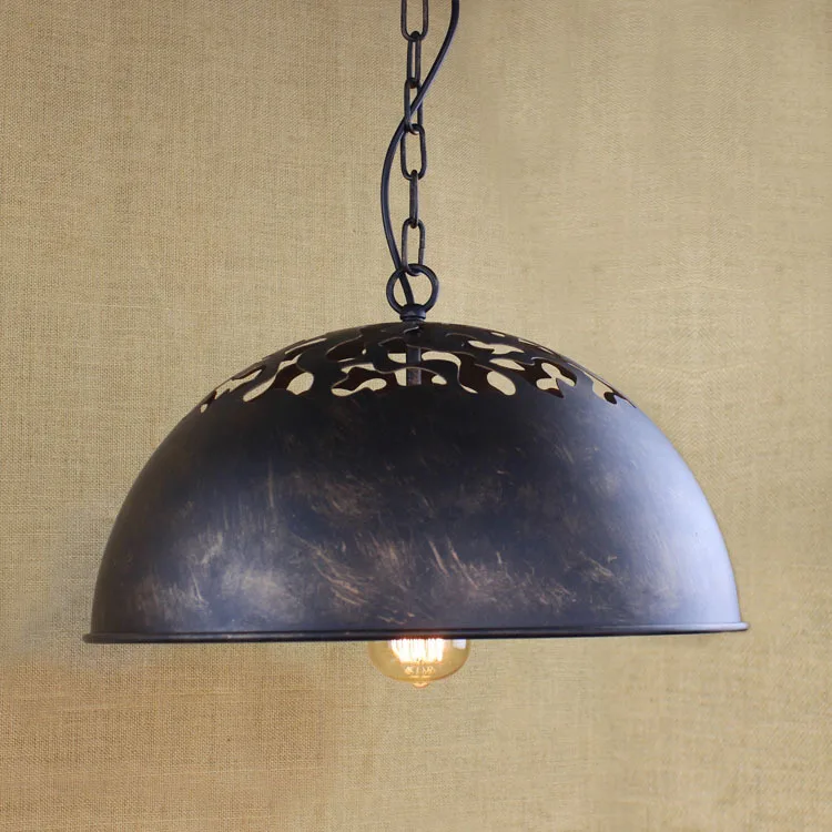 American Countryside Industry Vintage Iron Chain Retro Circle Pendant Light Loft Bedside Aisle Lamp