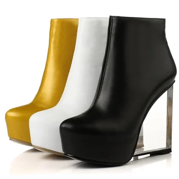 EGONERY shoes 2017 women ankle boots modern round toe side zipper platform fashion boots women fashion wedges shoes