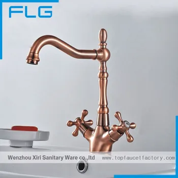 Luxury Red Copper Plating Kitchen/Bathroom Faucet, Deck Mounted Red Bronze Bath Basin Mixer Sink Tap