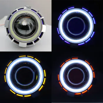 3 inch bi xenon Double angel eyes COB angel no dark areas H1 xenon Bulb Projector Lens Kit with H1 H4 H7 9005 9006 car-styling