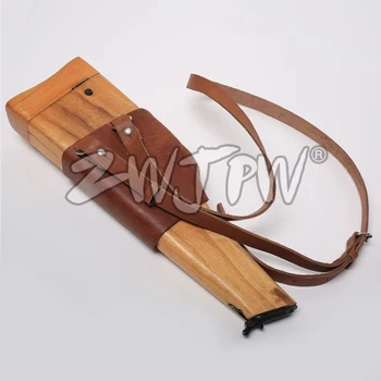 WW2 German Army Mauser C96 Wooden Holster With Leather Strap Hunting Holster CN.DE/103112