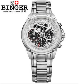 Brand Binger Chrono Stopwatch Alarm Clock Men Full Steel Analog Digital Watch Men Quartz Military Watches Sports Wristwatch