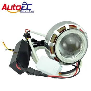 AutoEC Led hid bi-xenon Motorcycle projector lens KIT Headlight headlamps 35w 2200lm double angel eyes light bulb 12v #MTL002